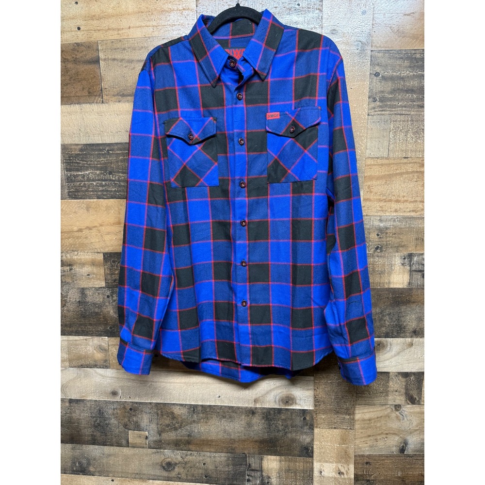 Dixxon Flannel Co Voorhees Friday the 13th Plaid Shirt Mens Large Blue Black - Picture 2 of 9